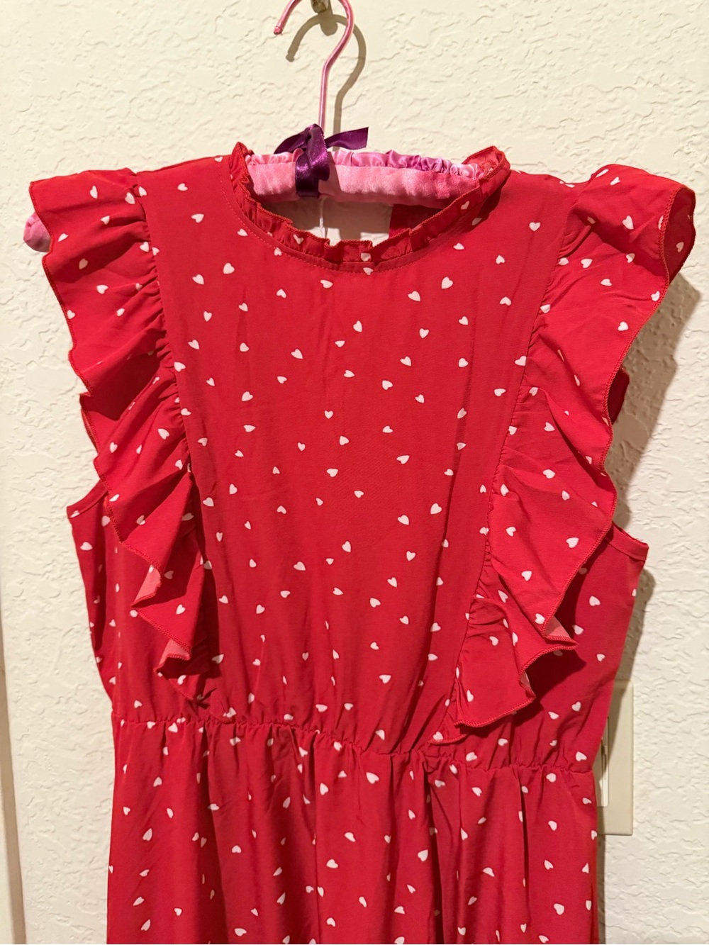 Red Heart Print Ruffle Dress - Picture 2 of 4